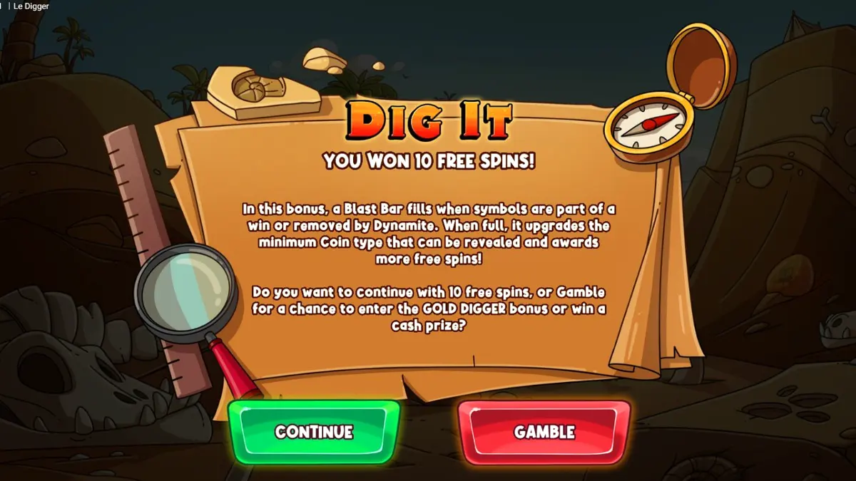 Smokey the raccoon in the Le Digger desert mining slot